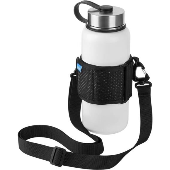 Water Bottle Carrier Holder with Adjustable Shoulder Strap Universal Bottle - Picture 1 of 6
